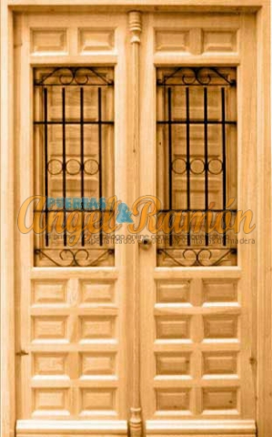 puerta-calle-madera-2hojas-rusticas-porton-exterior-entrada-rejas-forja-pino-iroko-amedida-barata-oferta-ventanillos-