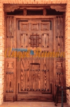 puerta-rustica-artesanal-madera-pino-iroko-oferta-lateralciego-montante-rejas-clavos forja-amedida-emvejecida-artesanal